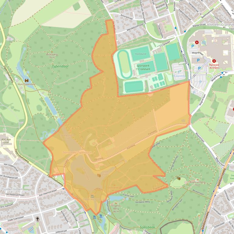 Kaart van postcodegebied 6815DJ.