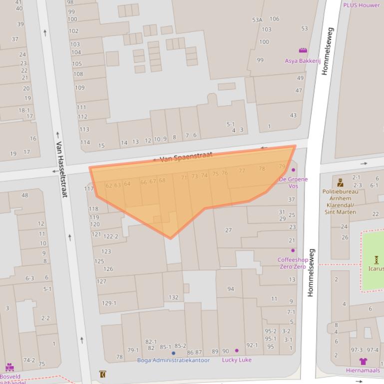 Kaart van postcodegebied 6821AX.