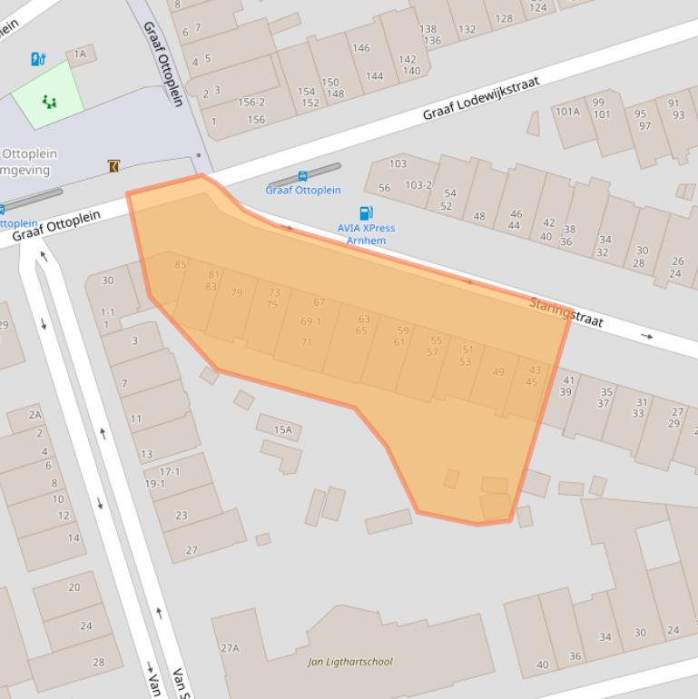 Kaart van postcodegebied 6821DN.