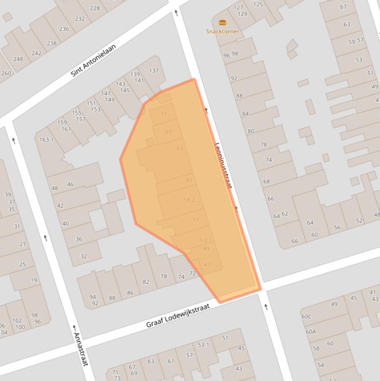 Kaart van postcodegebied 6821EP.