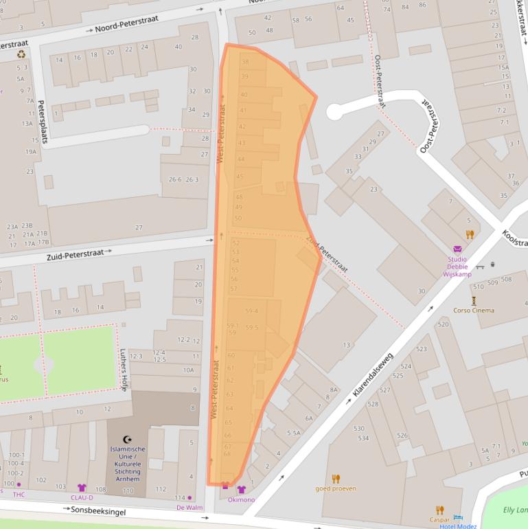 Kaart van postcodegebied 6822AB.