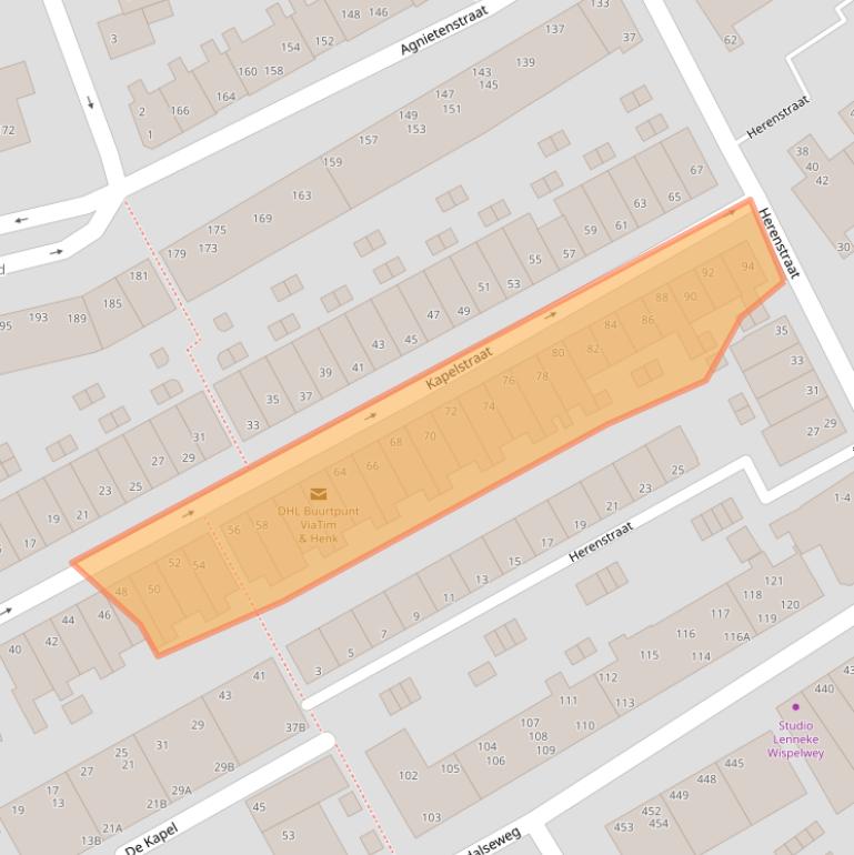 Kaart van postcodegebied 6822AW.