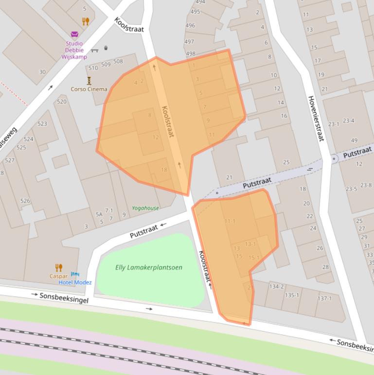 Kaart van postcodegebied 6822BA.