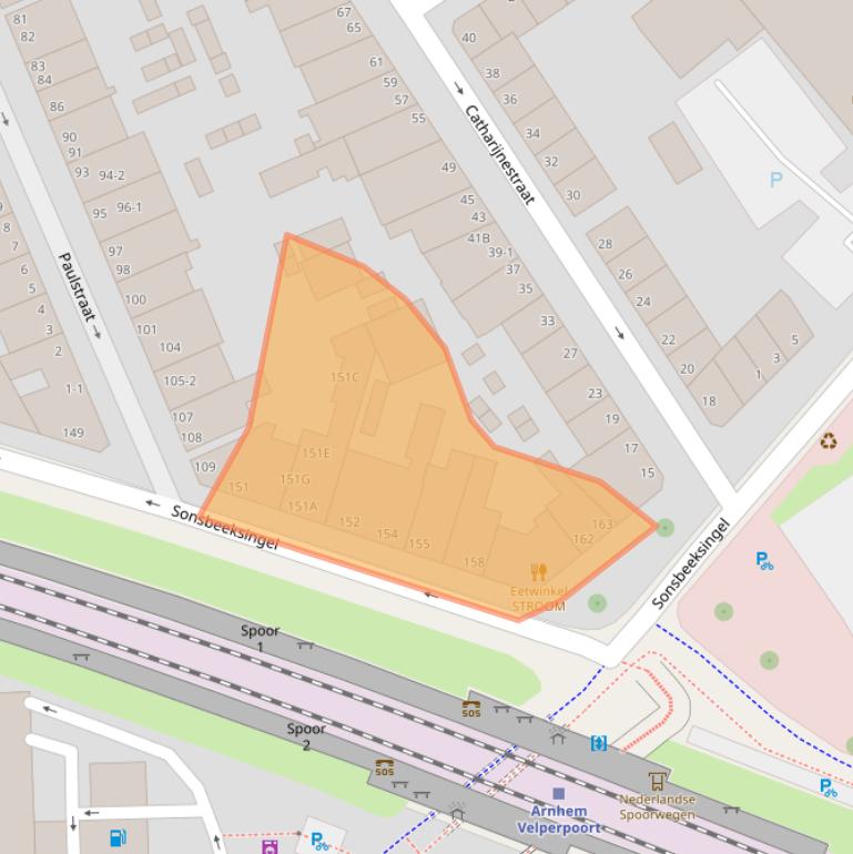 Kaart van postcodegebied 6822BM.