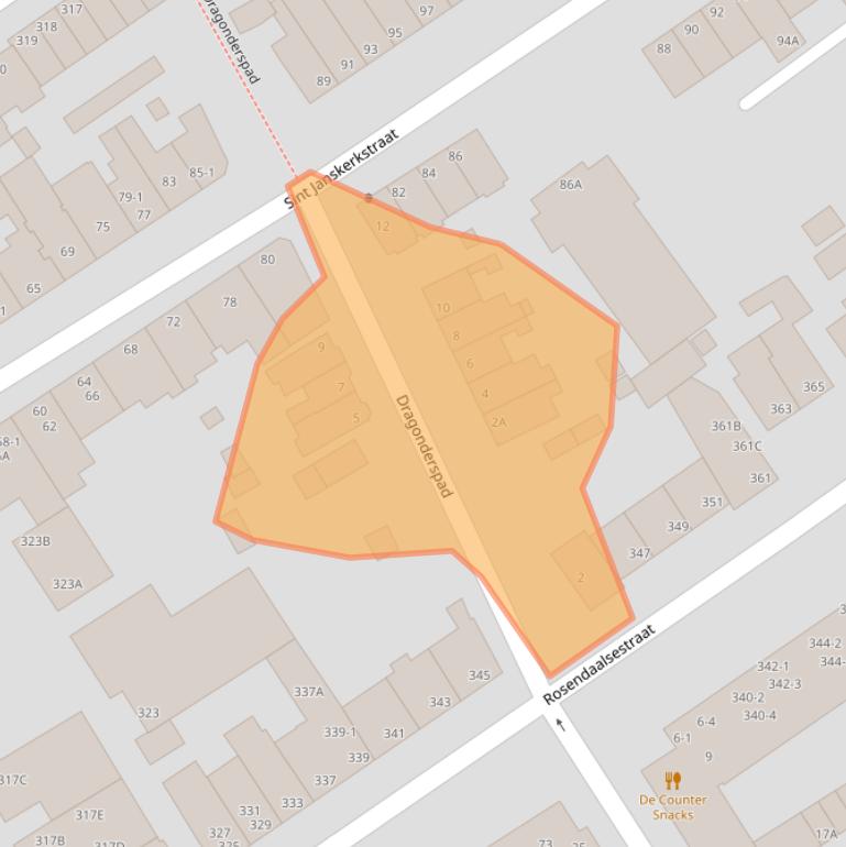 Kaart van postcodegebied 6822EG.