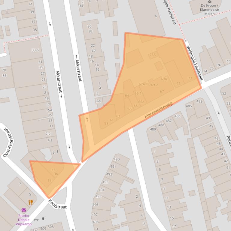 Kaart van postcodegebied 6822GB.