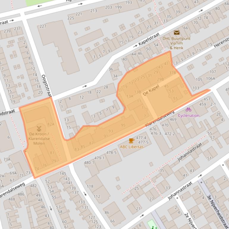 Kaart van postcodegebied 6822GC.