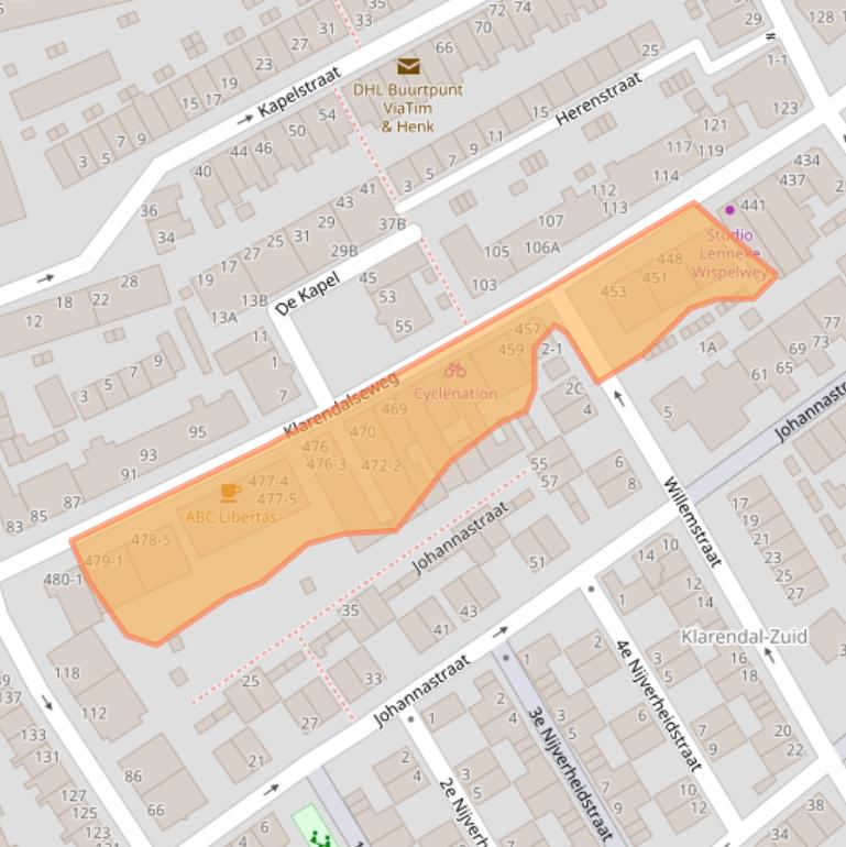 Kaart van postcodegebied 6822GW.