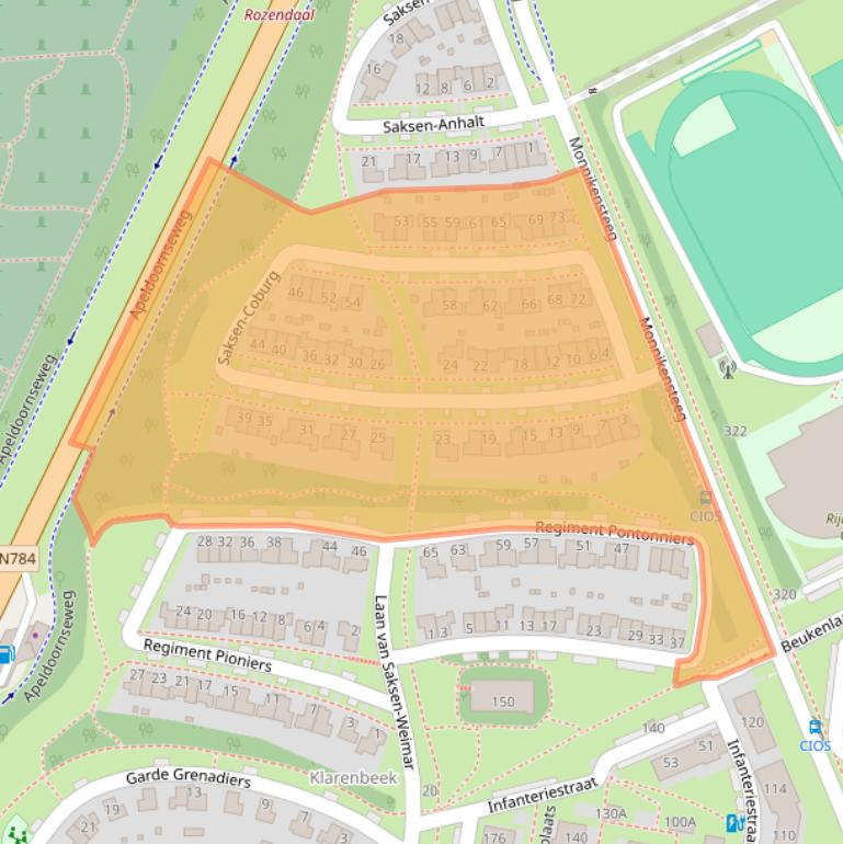Kaart van postcodegebied 6822NN.