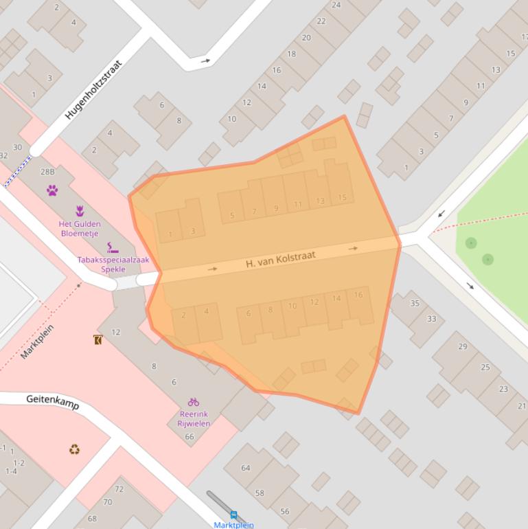 Kaart van postcodegebied 6823GW.