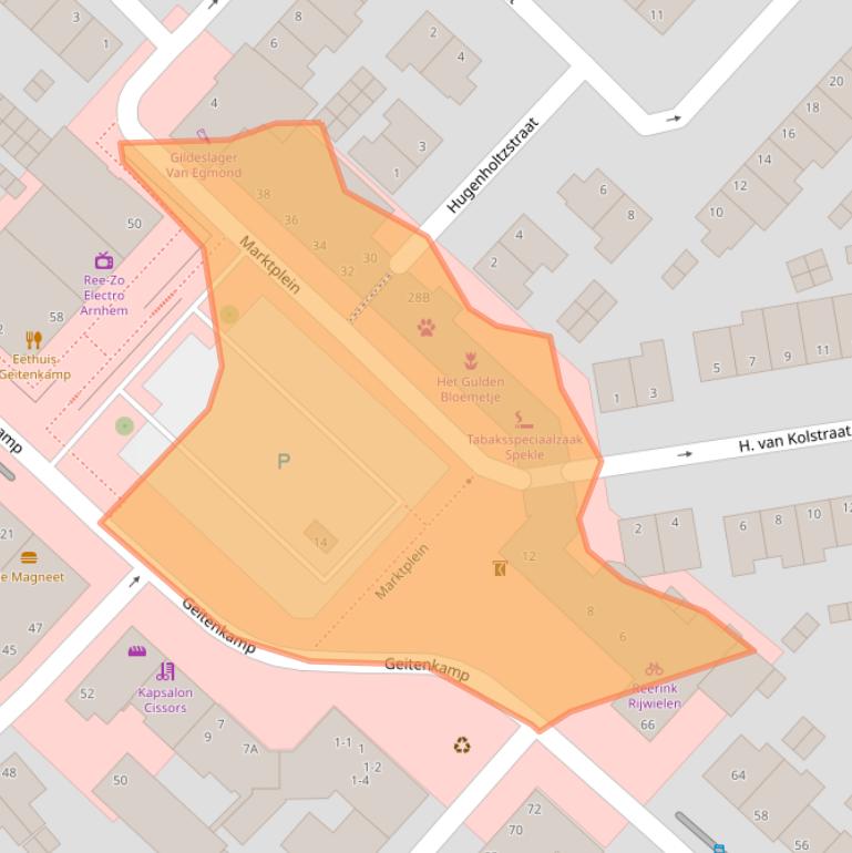 Kaart van postcodegebied 6823HE.