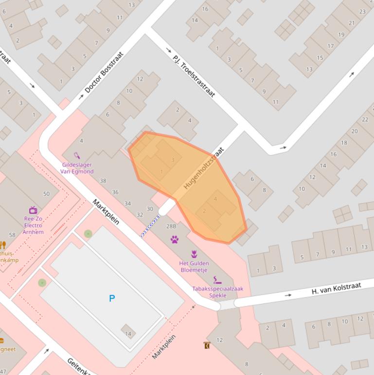 Kaart van postcodegebied 6823HJ.