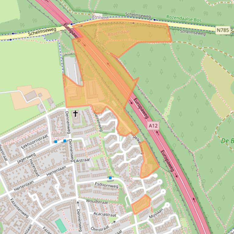 Kaart van postcodegebied 6823NV.