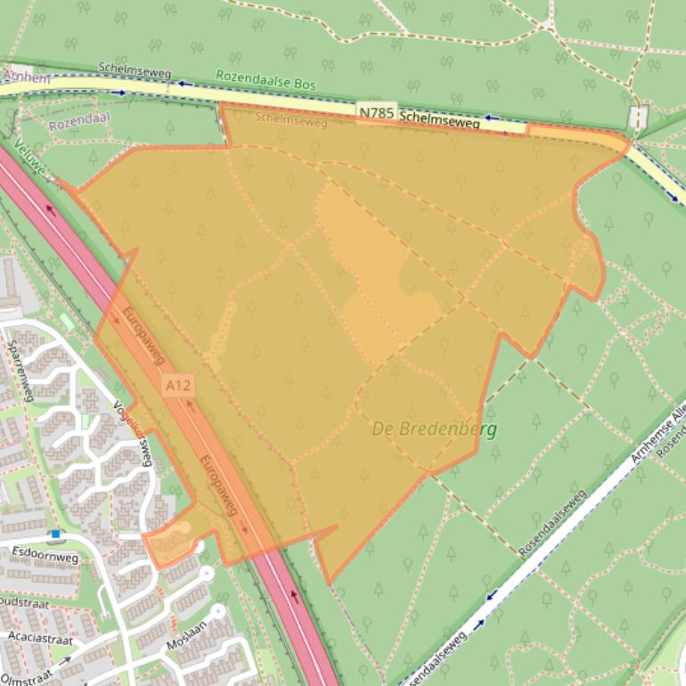 Kaart van postcodegebied 6823NW.