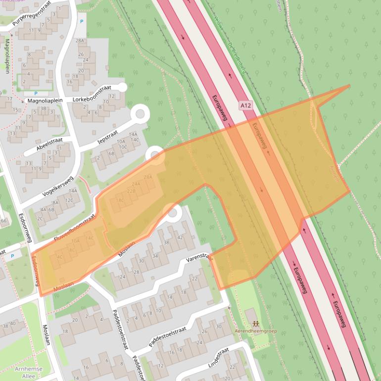 Kaart van postcodegebied 6823NZ.