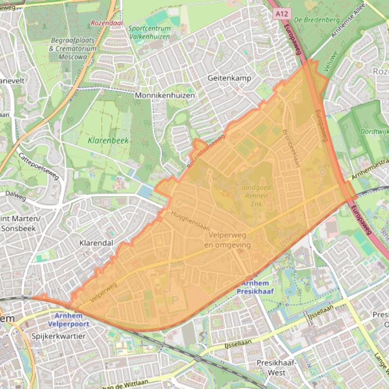 Kaart van postcodegebied 6824.