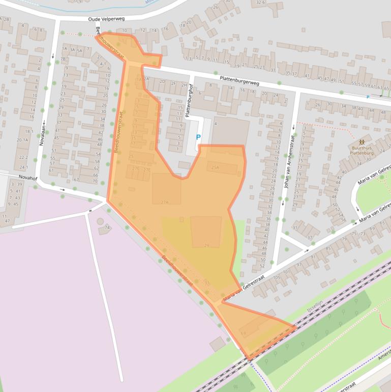 Kaart van postcodegebied 6824EG.