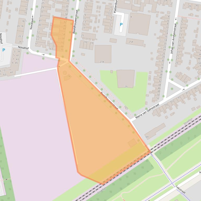 Kaart van postcodegebied 6824EJ.