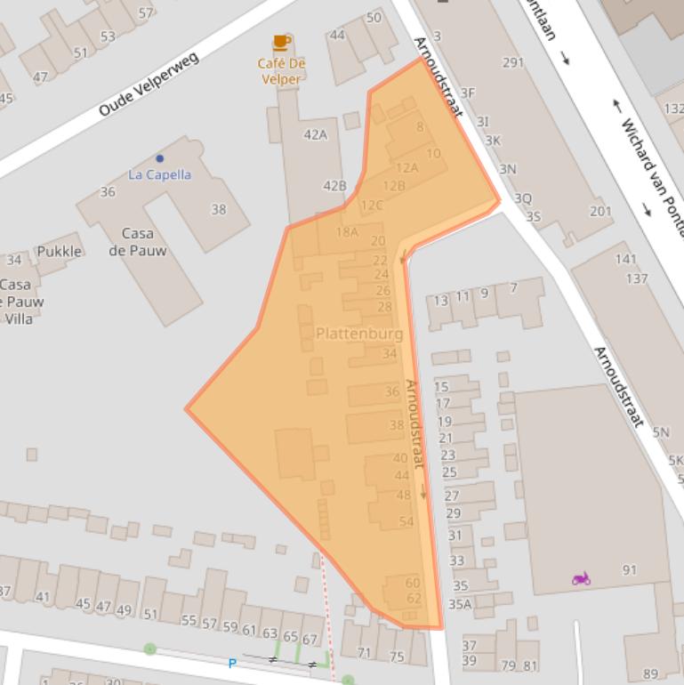 Kaart van postcodegebied 6824GB.