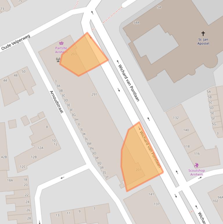 Kaart van postcodegebied 6824GJ.