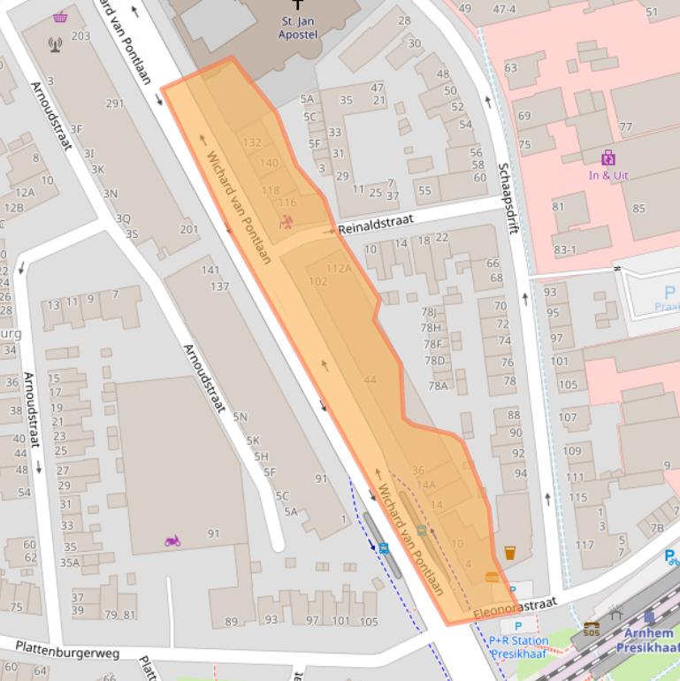 Kaart van postcodegebied 6824GM.