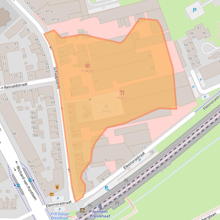 Kaart van postcodegebied 6824GR.