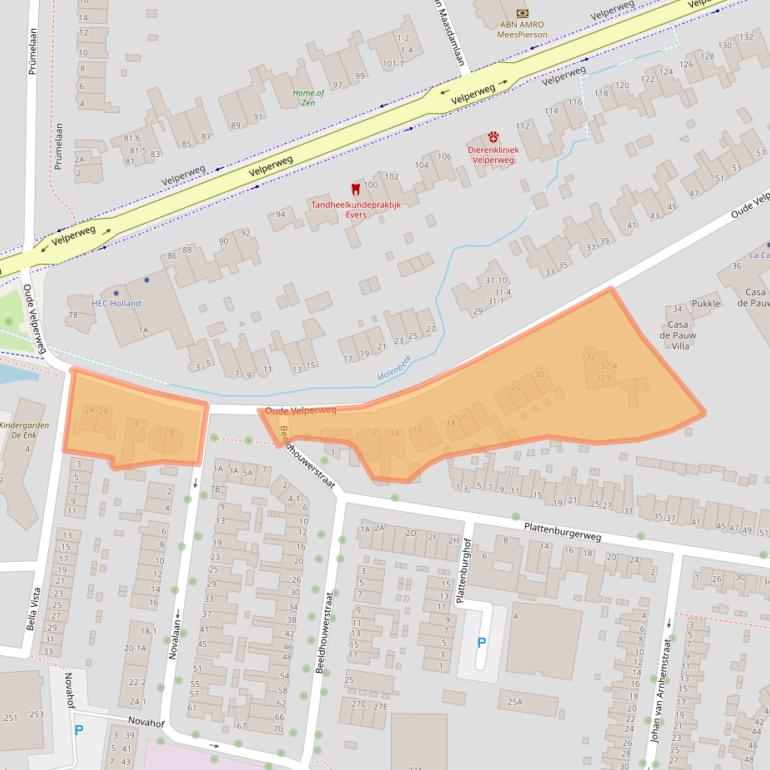 Kaart van postcodegebied 6824HD.