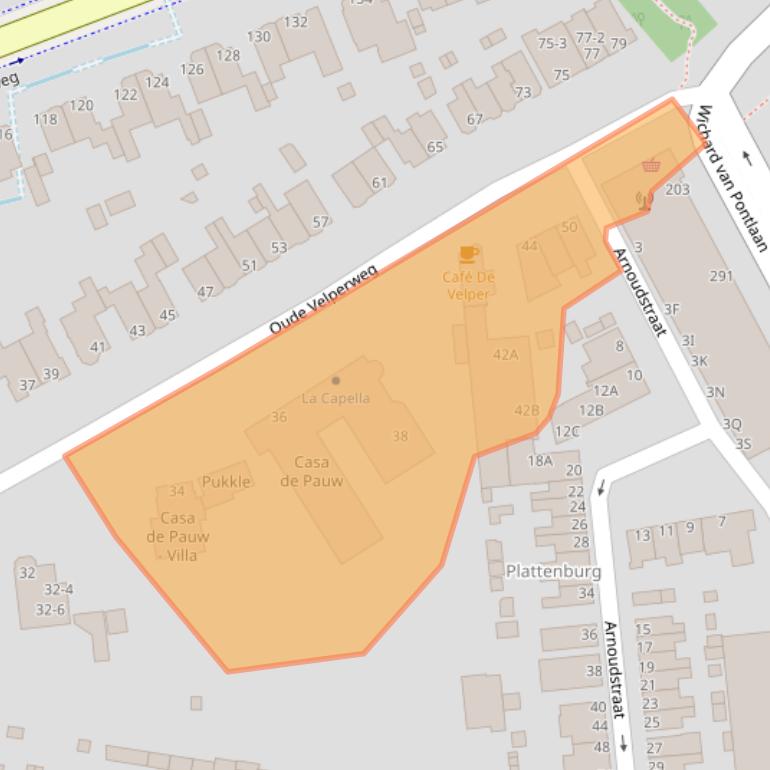 Kaart van postcodegebied 6824HE.