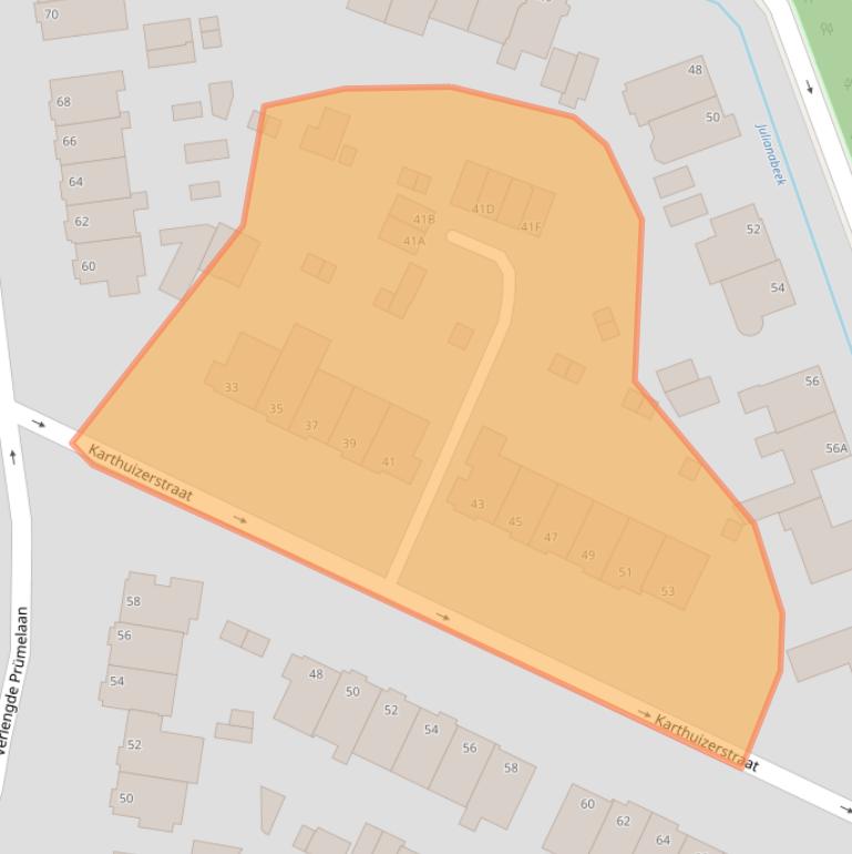 Kaart van postcodegebied 6824KB.