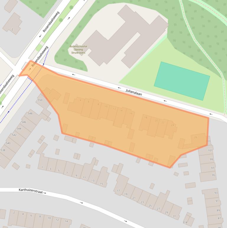 Kaart van postcodegebied 6824KE.