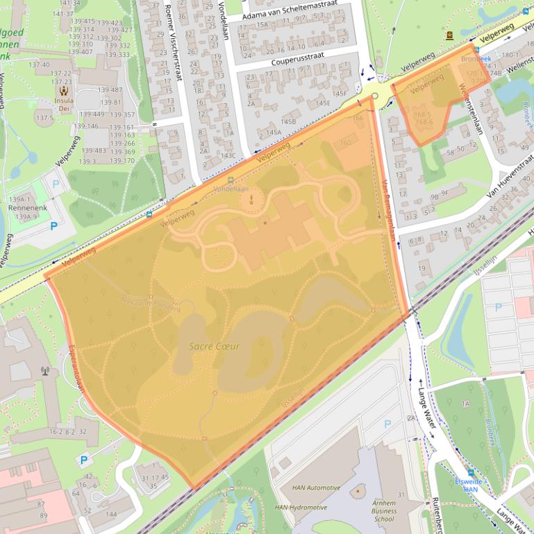 Kaart van postcodegebied 6824MD.