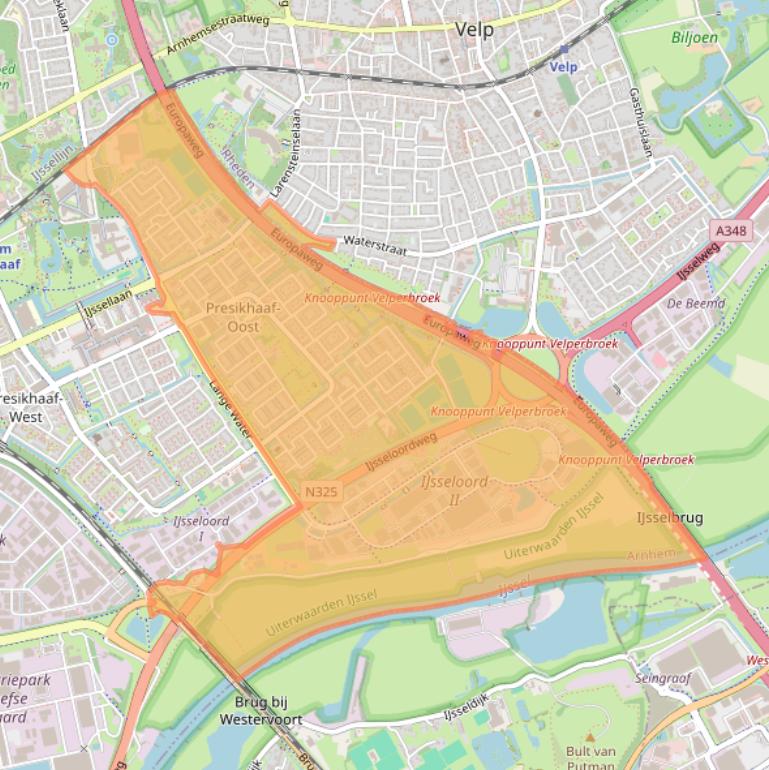 Kaart van postcodegebied 6825.