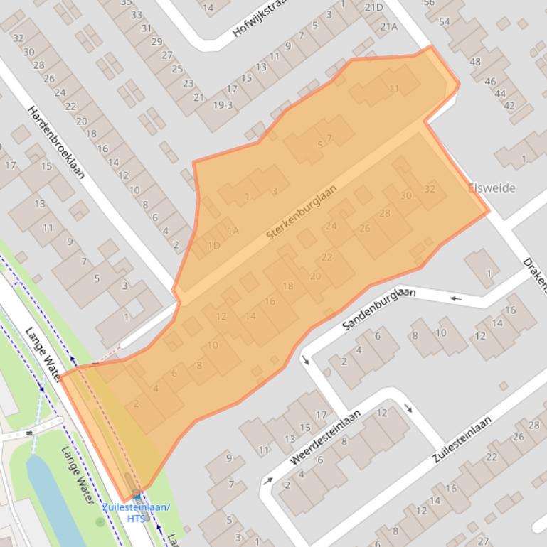 Kaart van postcodegebied 6825AJ.