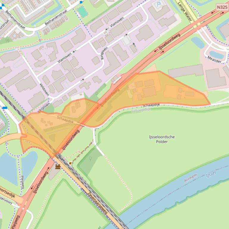 Kaart van postcodegebied 6825LS.