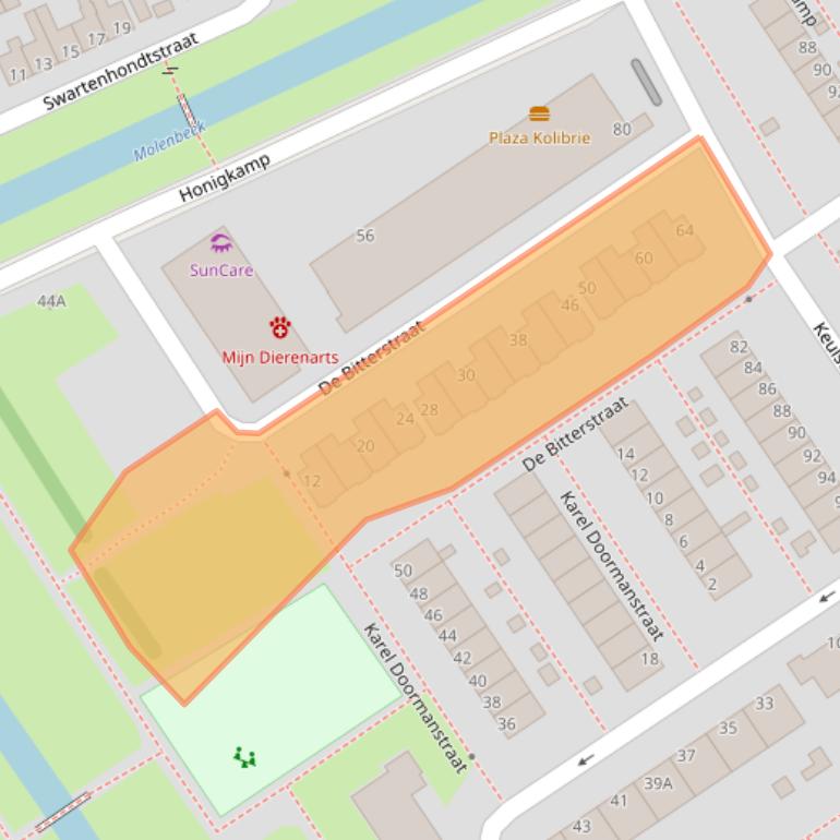 Kaart van postcodegebied 6826PZ.