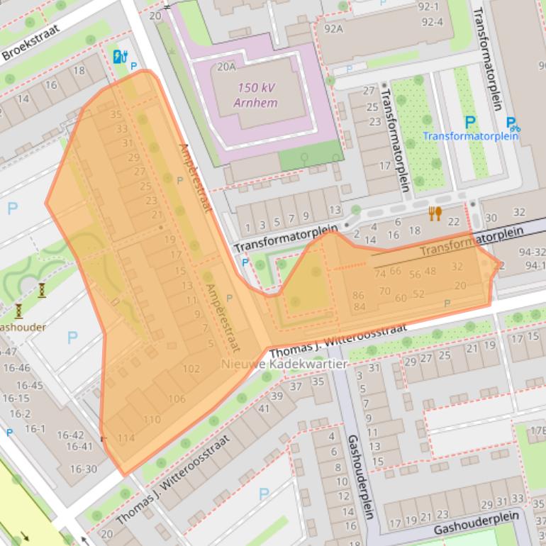 Kaart van postcodegebied 6827AZ.