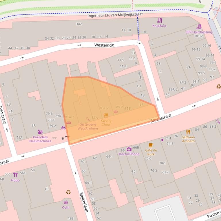 Kaart van postcodegebied 6828CG.