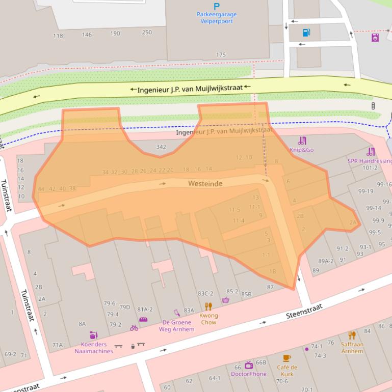 Kaart van postcodegebied 6828CS.