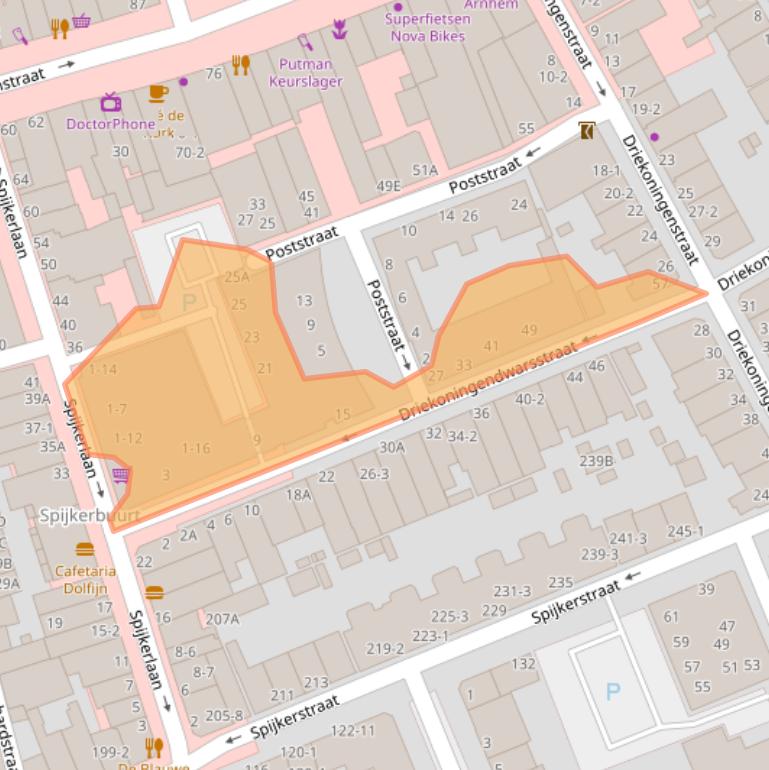 Kaart van postcodegebied 6828EE.