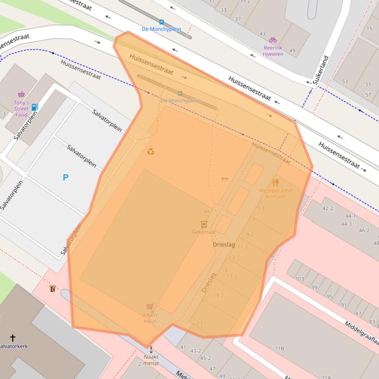 Kaart van postcodegebied 6832AM.