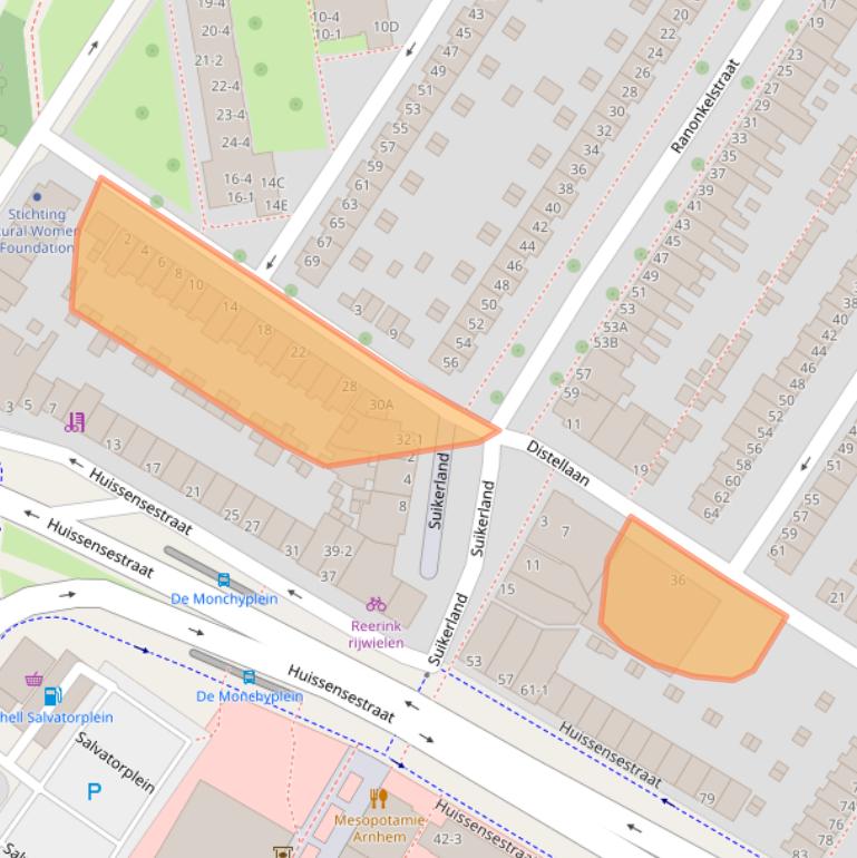 Kaart van postcodegebied 6833AZ.