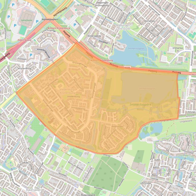 Kaartafbeelding, ingezoomd op postcodegebied 6835.