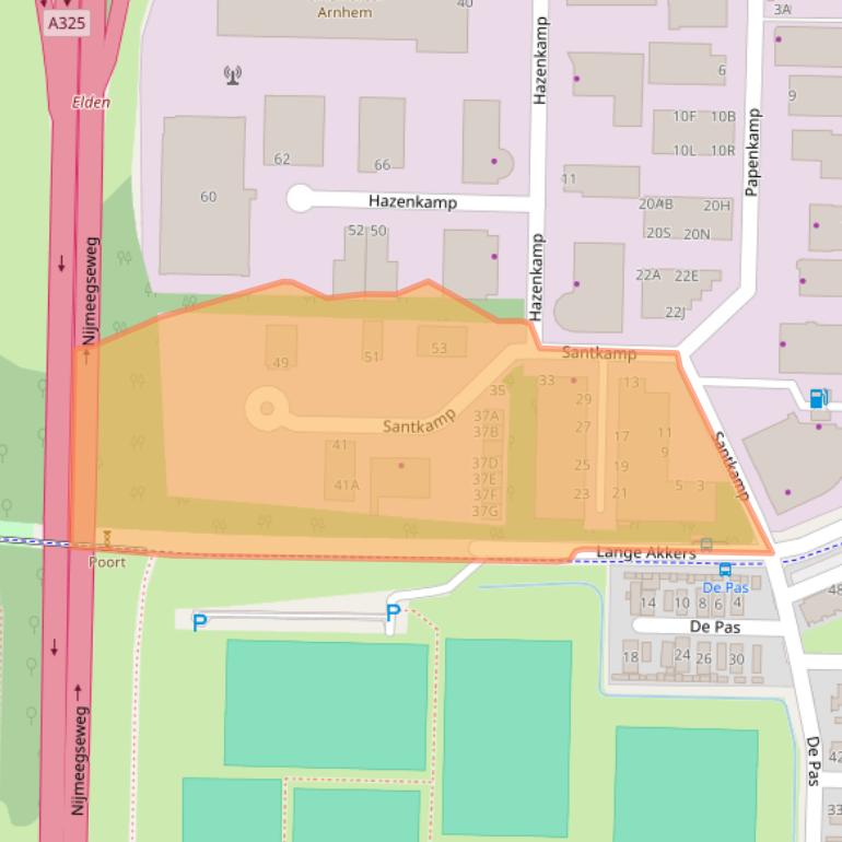 Kaart van postcodegebied 6836BE.