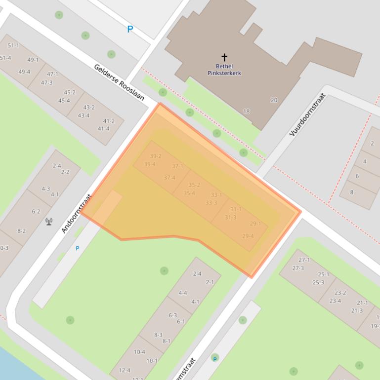 Kaart van postcodegebied 6841BC.