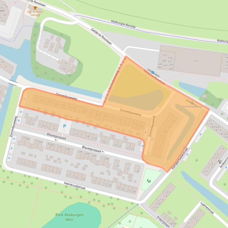 Kaart van postcodegebied 6841BK.