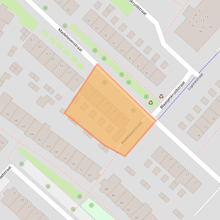 Kaart van postcodegebied 6841GK.