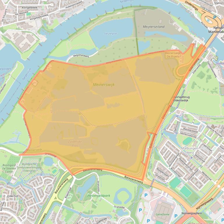 Kaart van postcodegebied 6841HB.