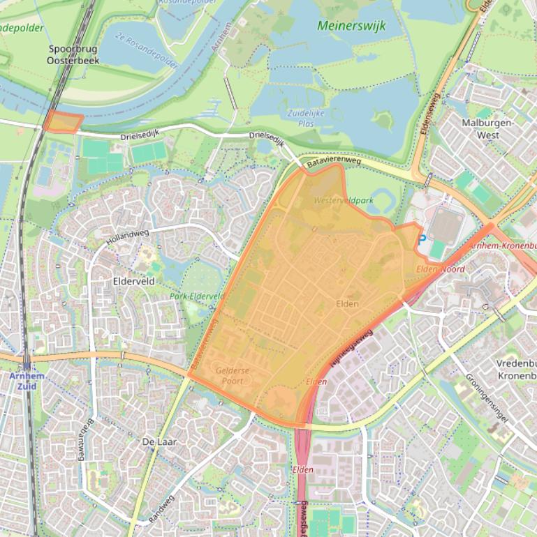 Kaart van postcodegebied 6842.