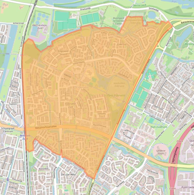 Kaart van postcodegebied 6843.