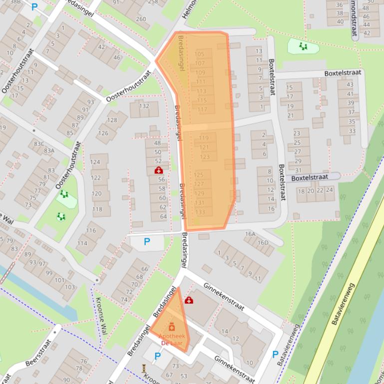 Kaart van postcodegebied 6843RC.